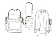 Backpack Fashion Flat Template | Templates & Themes ~ Creative Market