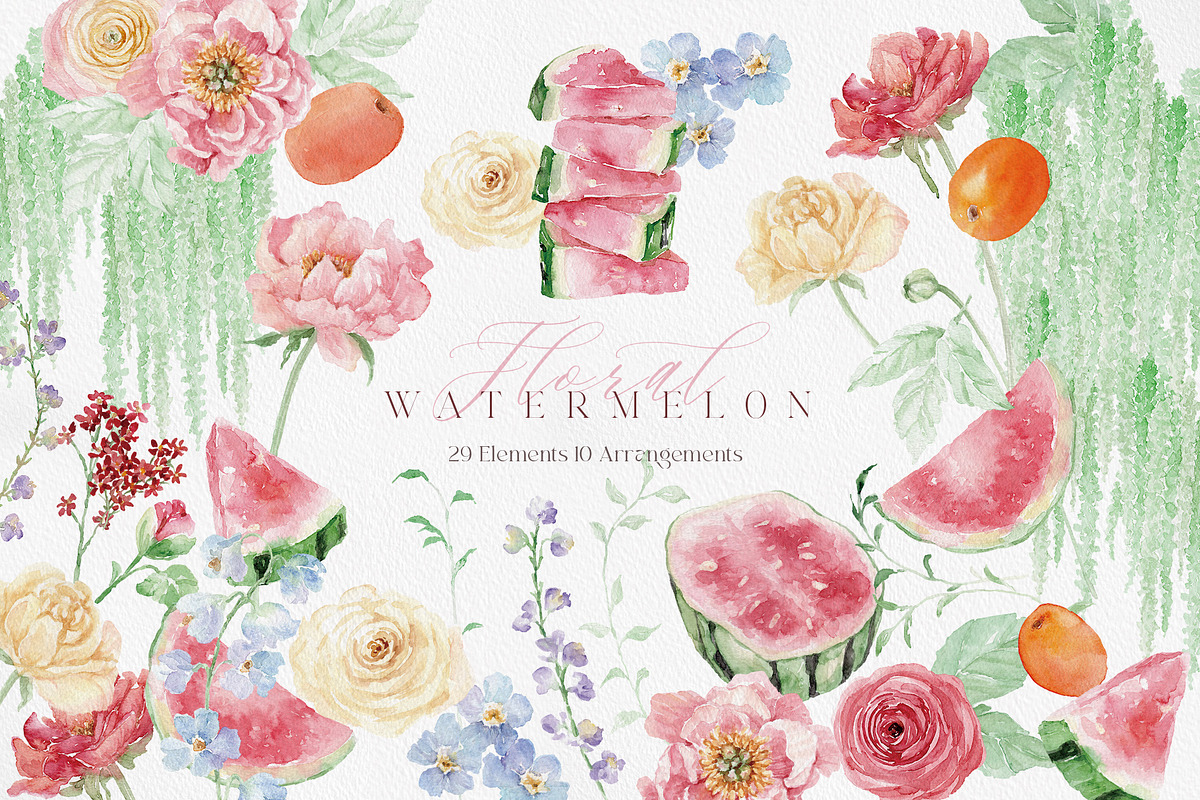 Watercolor Clipart - WATERMELON, a Decorative Illustration by Beigetime (Photo 1 of 10)