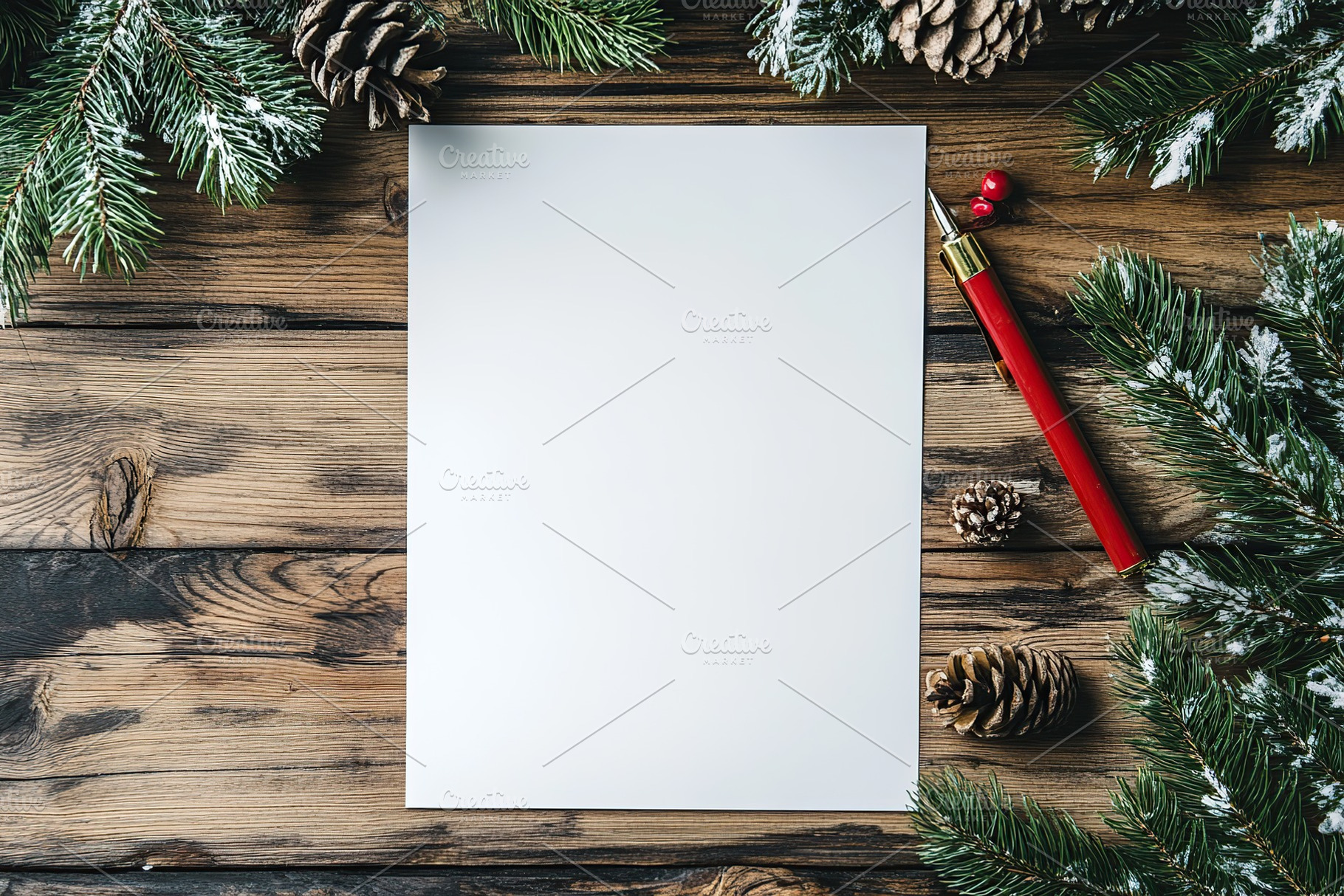 Mockup of white paper with christmas decorations, a Background Photo by AlyaAnd