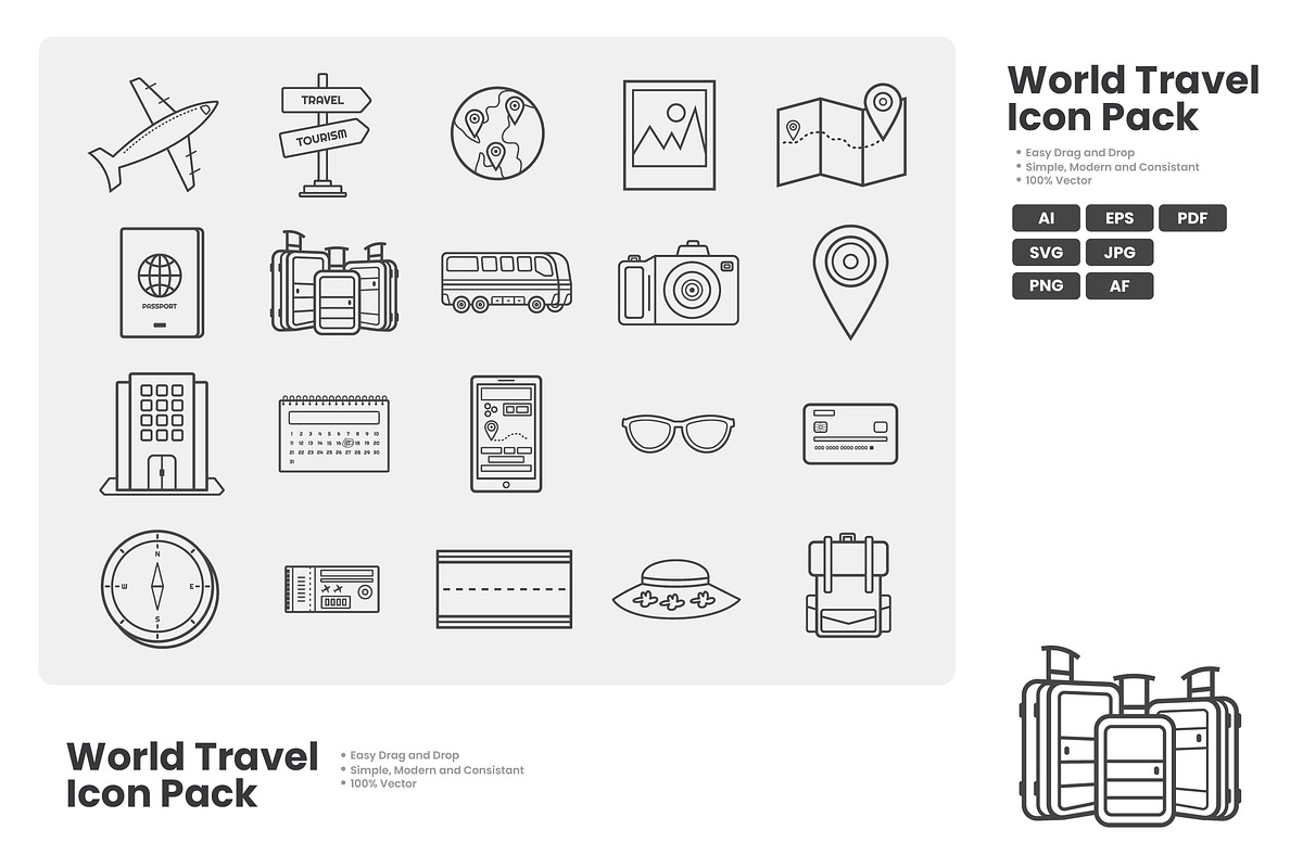 World Travel Icon Pack, an Outline Icon by erifqizeicon (Photo 1 of 3)