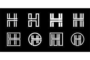 Letter H . Modern Set For Monograms,