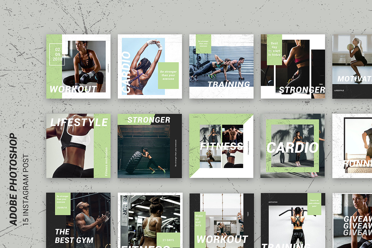 FITNESS & GYM - instagram template, a Social Media Template by Digital Breath templates (Photo 3 of 6)