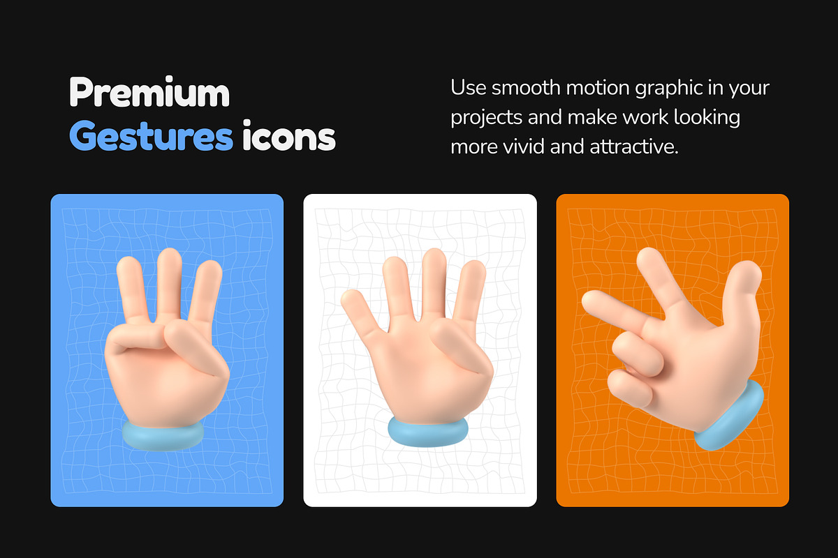 Floating 3D Hands Icons, an Object 3D Model by Vectors Market (Photo 7 of 9)