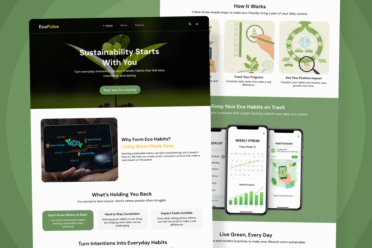 EcoPulse - Eco Habit Tracker Landing, an App Template by twinstd (Photo 3 of 5)