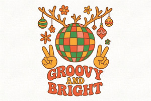 Groovy Christmas Disco Ball PNG, an Illustration by CraftArtStudio