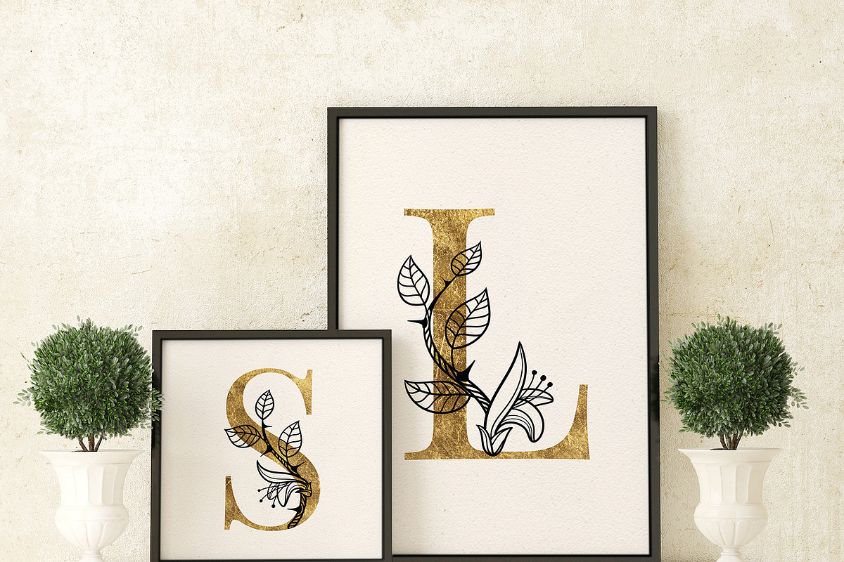 THORN Floral Gold Alphabet, a Decorative Illustration by Olga Begak Art & Design (Photo 6 of 8)