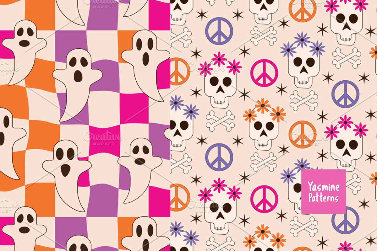 Hippie Halloween Patterns Collection, a Pattern Graphic by Yasmine Patterns (Photo 3 of 8)