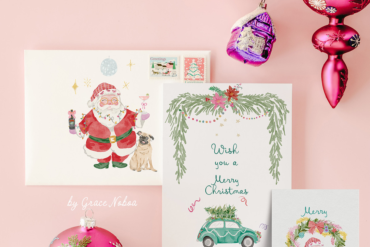 Watercolor christmas quirky holiday, an Object Graphic by Grace Noboa Illustrations (Photo 3 of 20)