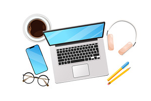 Office Supplies accessories, a Technology Illustration by Elen_Art