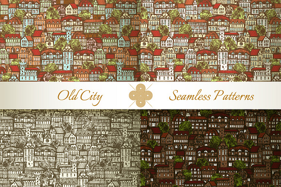 Medieval City Seamless Patterns #2 preview 4