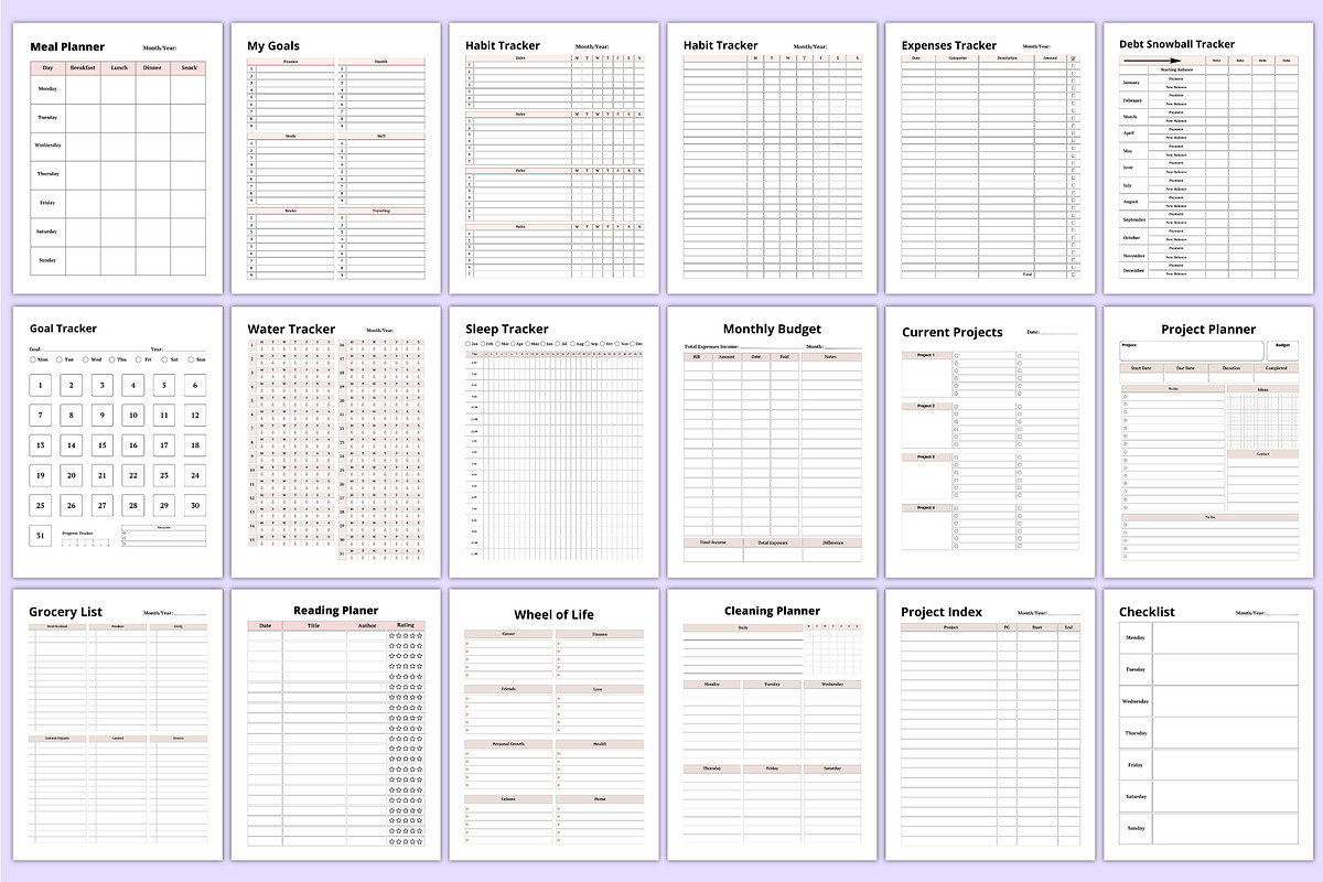 Ultimate Planner Sheets Bundle Canva, a Stationery Template by Mustafiz (Photo 6 of 9)