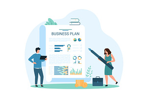Business plan, financial accounting, a Person Illustration by Flashvector
