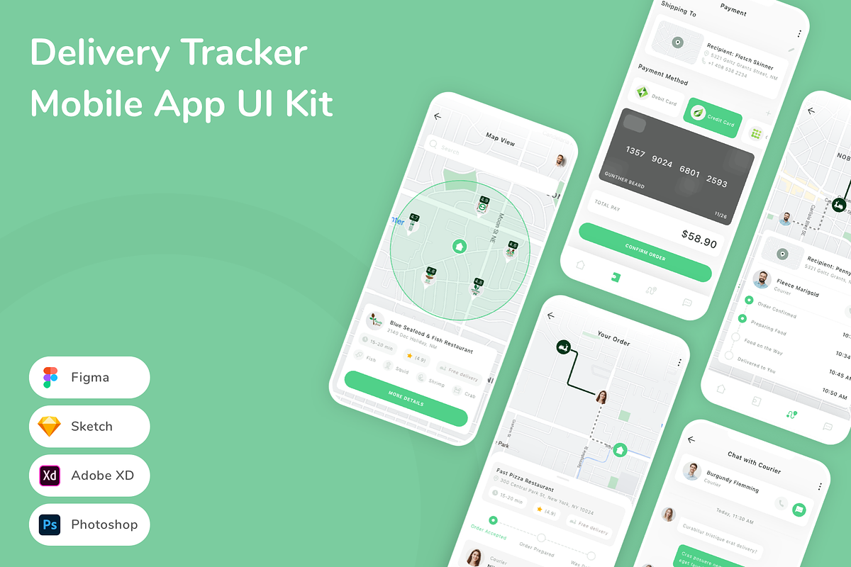 Delivery Tracker Mobile App UI Kit, an UI Kit Template by Betush