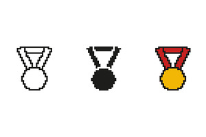 Medal Pixelated Icon Set, an Object Illustration by Gentle Studio