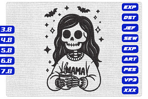 Skeleton Mama Coffee Embroidery, an Illustration by Purpose Ekbal