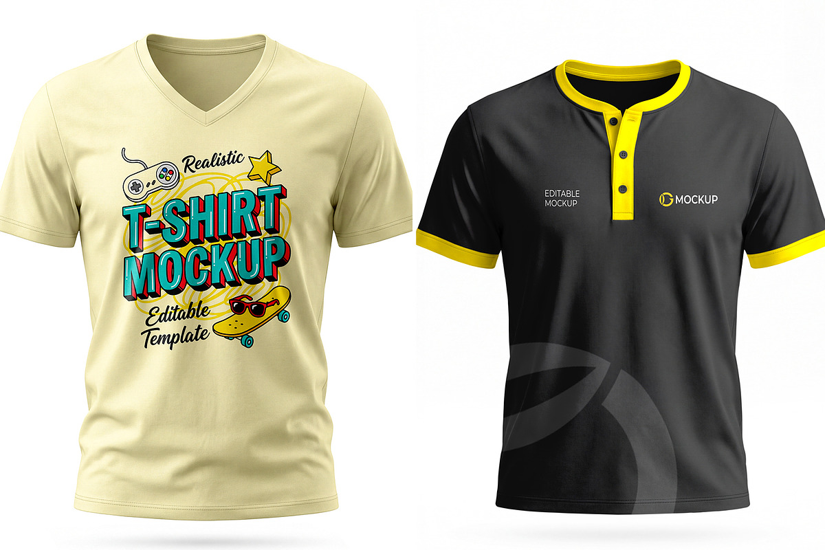 Polo & Crew Neck T-Shirt Mockup Set, a Shirt Mockup by graphypix (Photo 3 of 14)