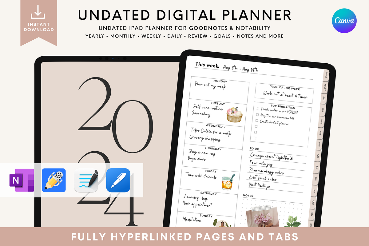 2026 Digital Life Planner for iPad, a Templates & Theme by HoneyGlowStudioCo (Photo 1 of 10)