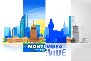 Montevideo Uruguay vector skyline