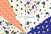 6 Hand drawn Christmas patterns, a Pattern Graphic by Katie Lisker (Thumbnail 3 of 3)