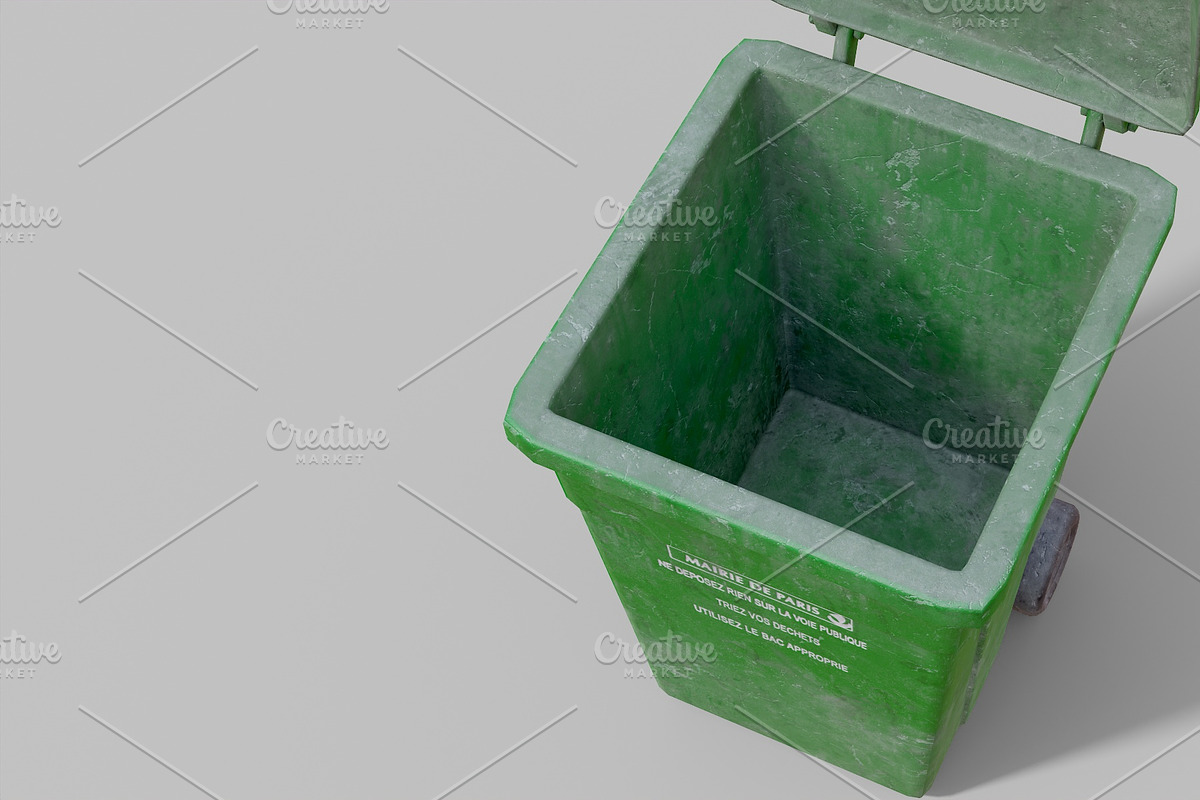 Green Parisian trash bin, an Object 3D Model by happy brush (Photo 3 of 9)