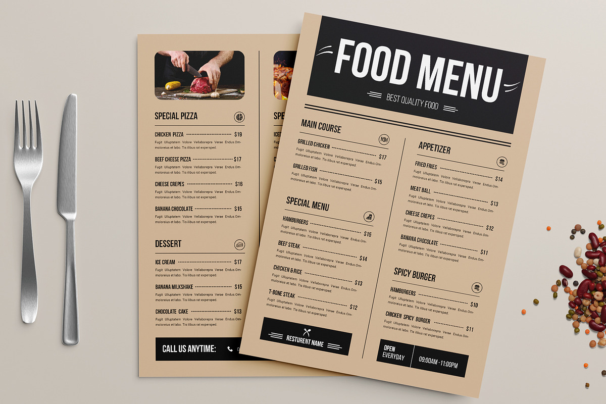 Food Menu Template for Restaurant