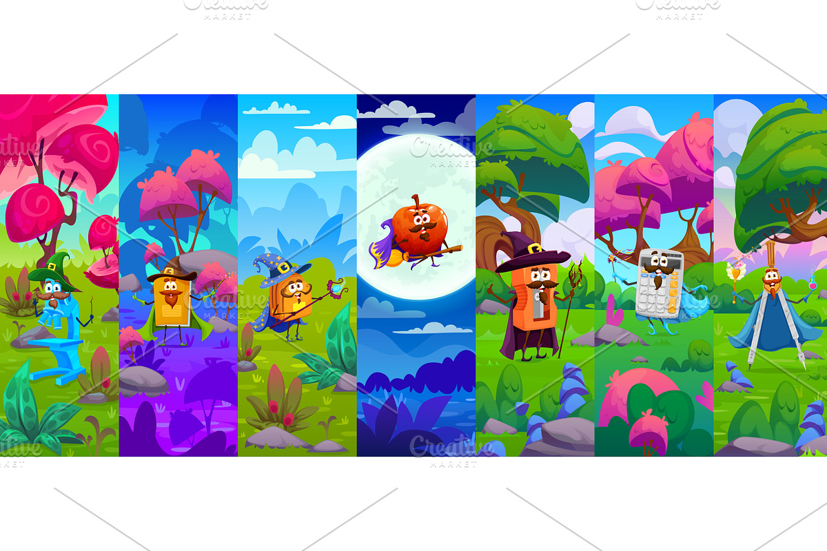 Cartoon school education mages, an Education Illustration by Vector Tradition