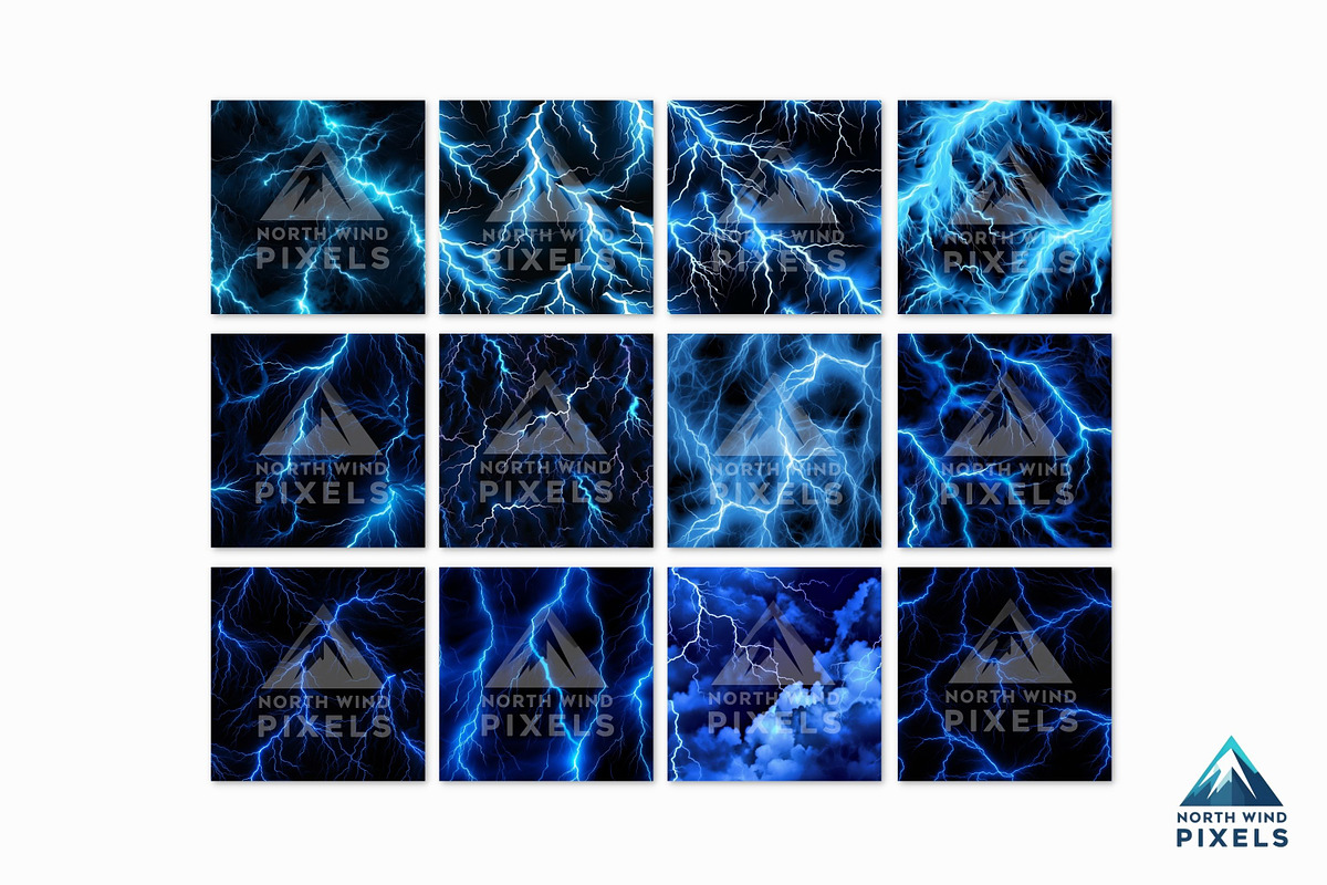 12 Blue Lightning Digital Papers, a Background Graphic by NorthWindPixels (Photo 2 of 4)