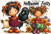 Watercolor Cute Halloween Witch Girl, an Animal Illustration by SVGArt (Thumbnail 1 of 5)