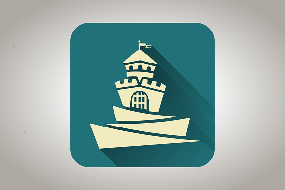 Blue Flat Icon With Castle