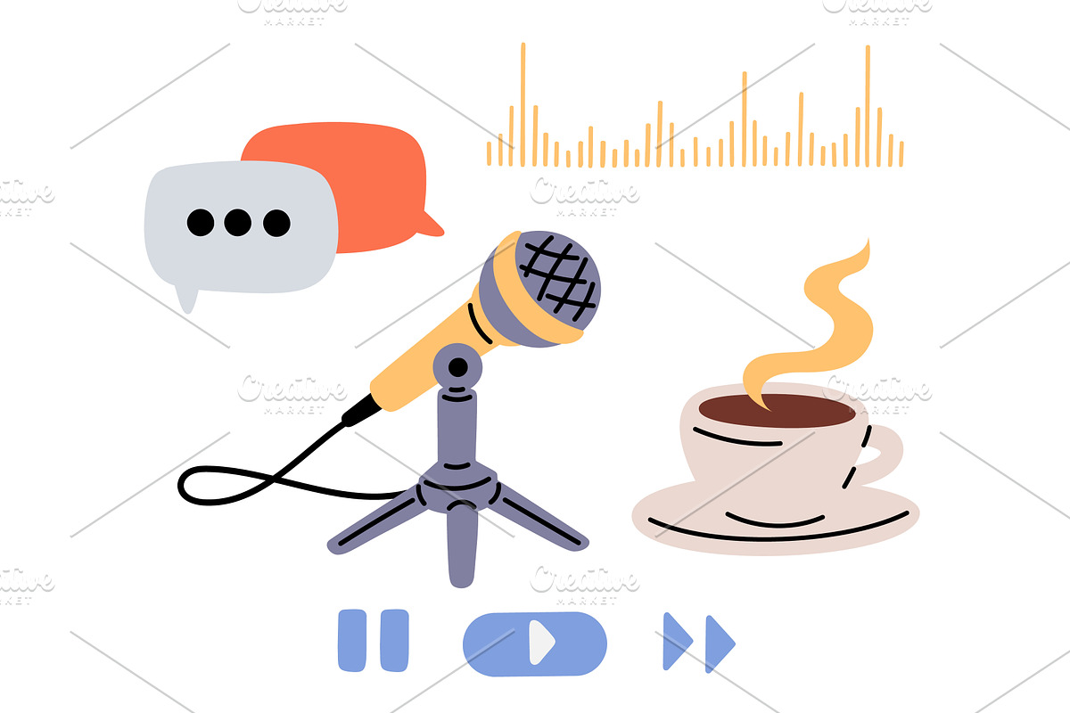 Microphone for recording audio, a Technology Illustration by Vectorbuum
