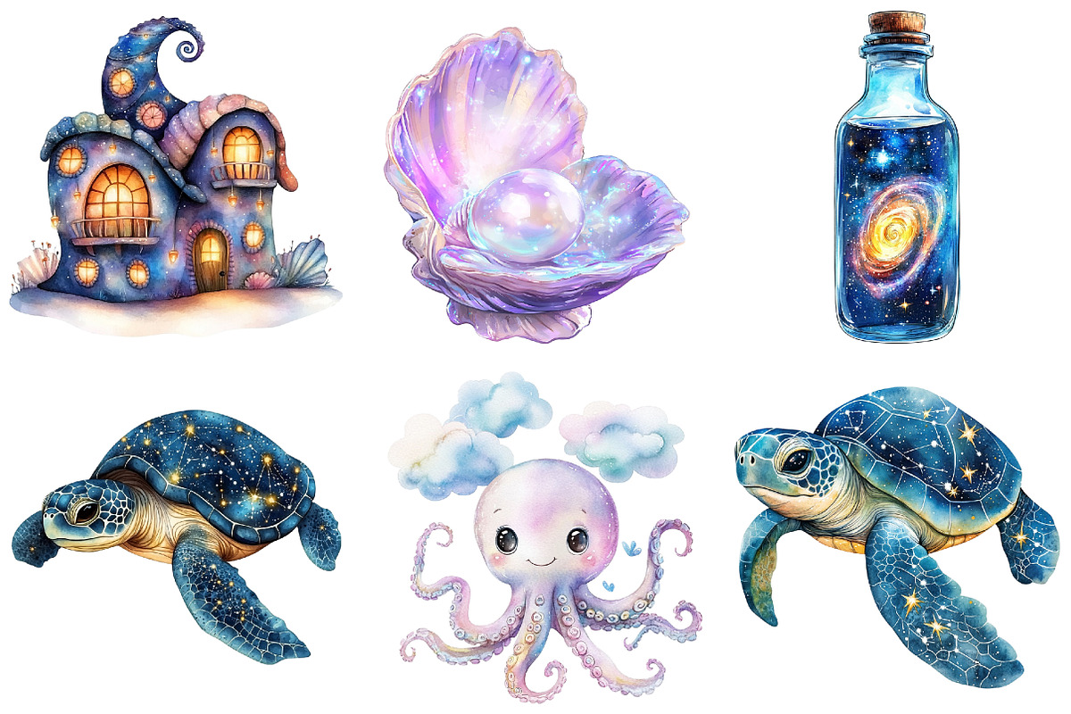 The Magical Ocean Sublimation Bundle, an Illustration by Watercolor design (Photo 2 of 4)