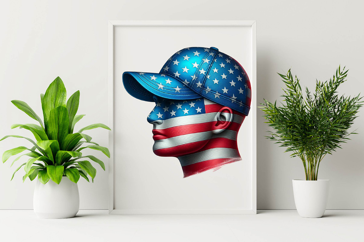 Watercolor Patriotic Head Cap Clipar, an Illustration by SVGArt (Photo 7 of 8)