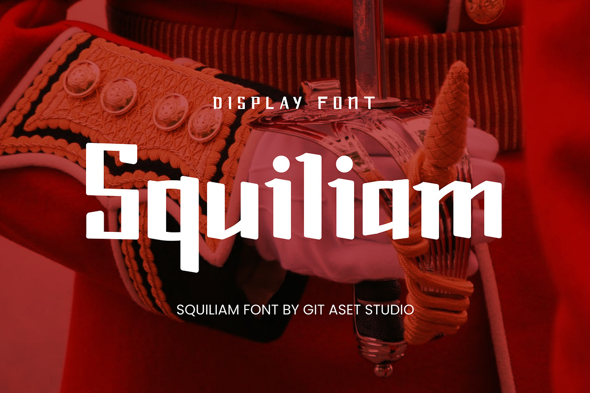 Squiliam Display Font, a Sans Serif Font by gitasetstudio (Photo 1 of 6)