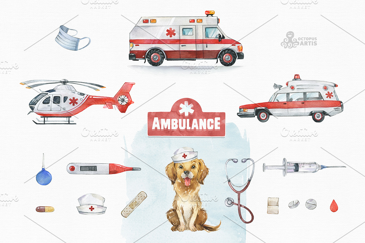 Rescue Vehicles Collection., a Transportation Illustration by OctopusArtis (Photo 2 of 10)
