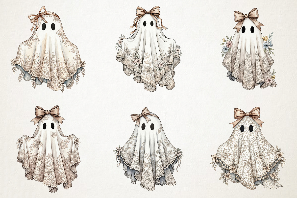 Cute Halloween Lace Ghost Png, an Illustration by RobertsArt (Photo 6 of 7)
