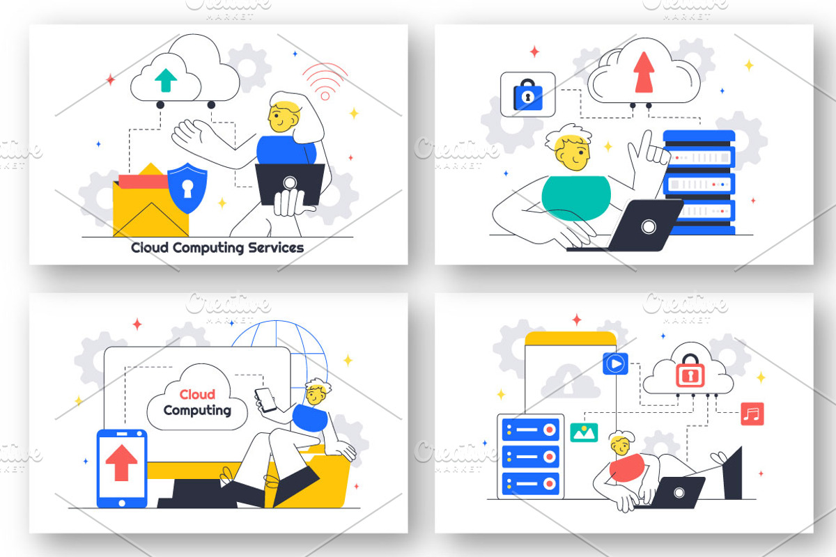 10 Cloud Computing Illustration, a Technology Illustration by denayunebgt (Photo 2 of 4)