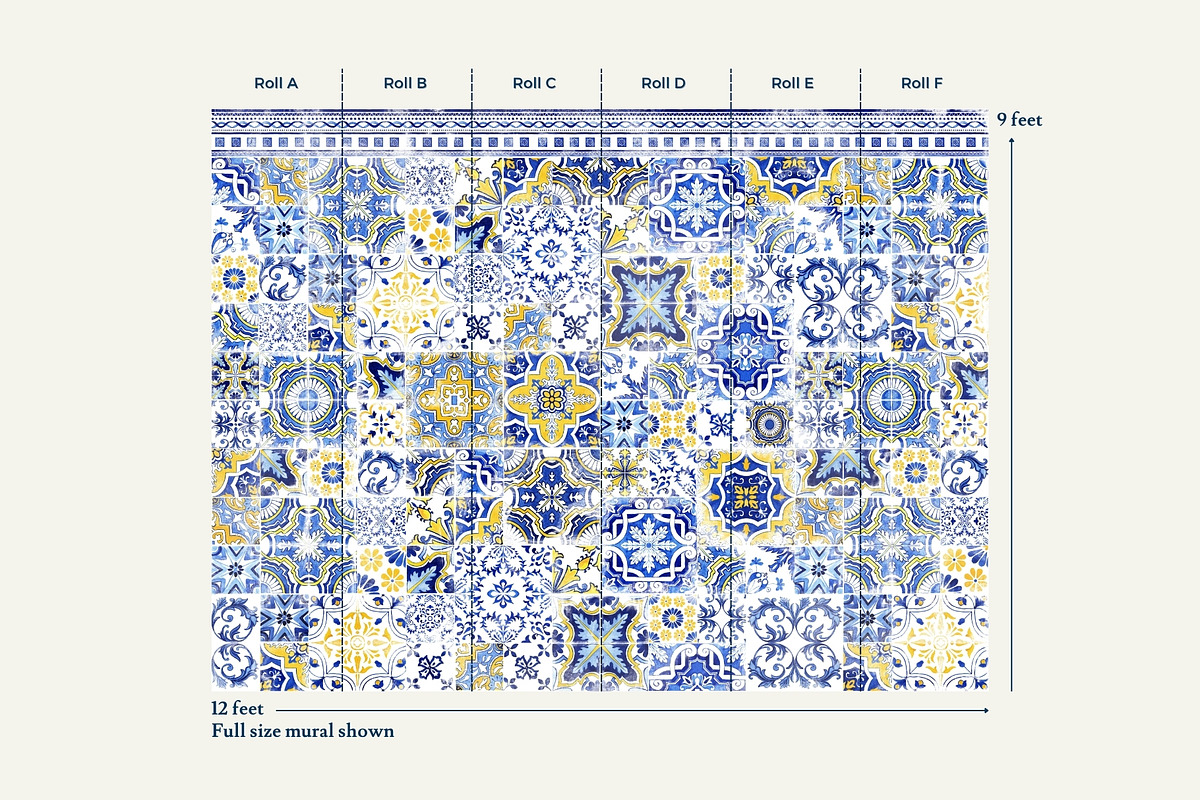 Azulejo Tiles Wall Mural Print, a Wallpaper Graphic by ilonitta (Photo 3 of 10)