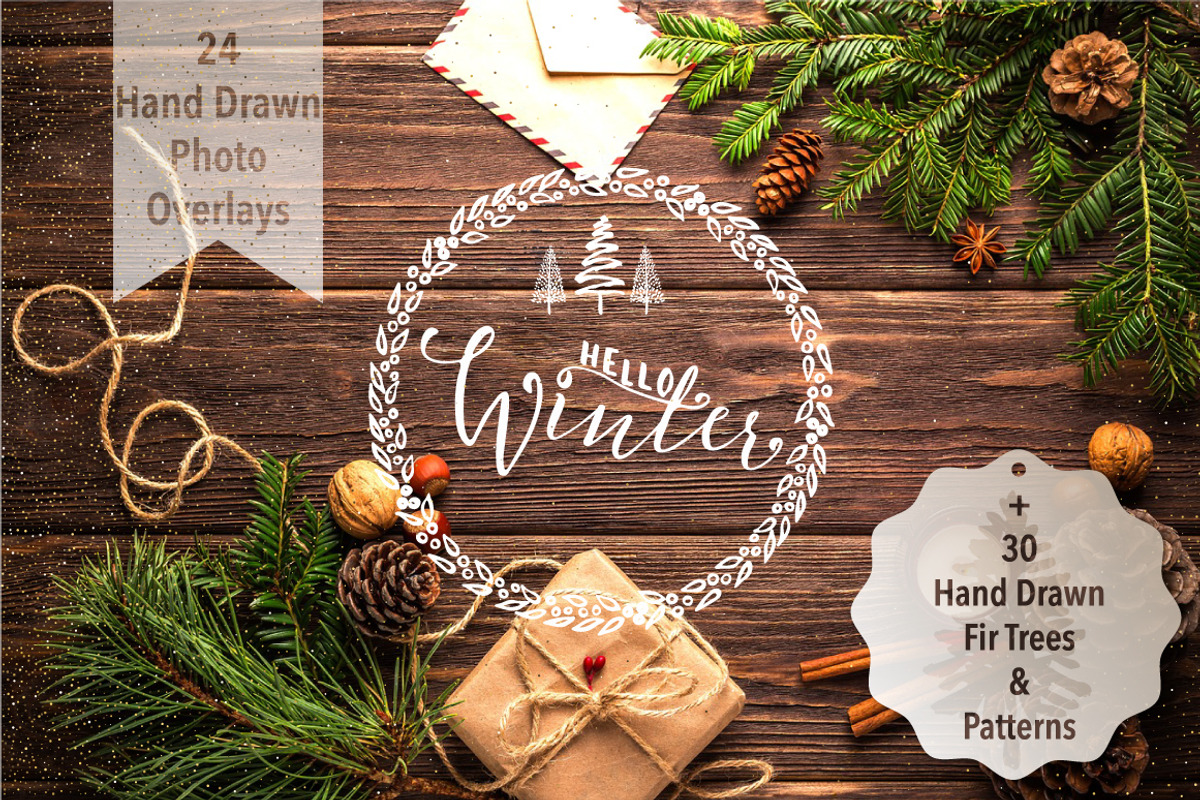 Xmas&New Year Photo Overlays+Extras, a Decorative Illustration by CreativeJourney (Photo 1 of 8)