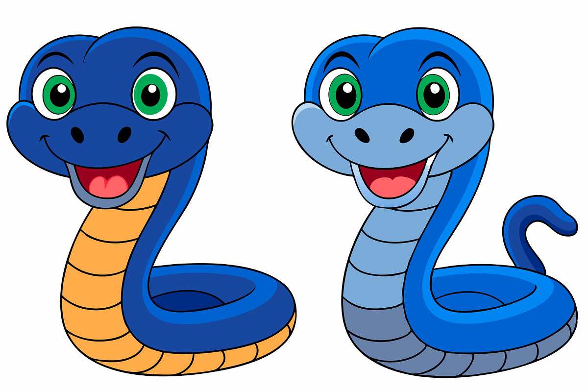 Cartoon Snakes with Green Eyes and, an Animal Illustration by Imamul001