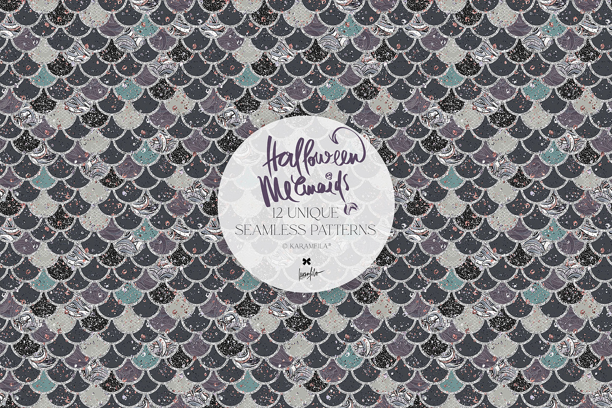 Halloween Mermaids Spooky Patterns, a Pattern Graphic by KaramfilaS (Photo 8 of 19)