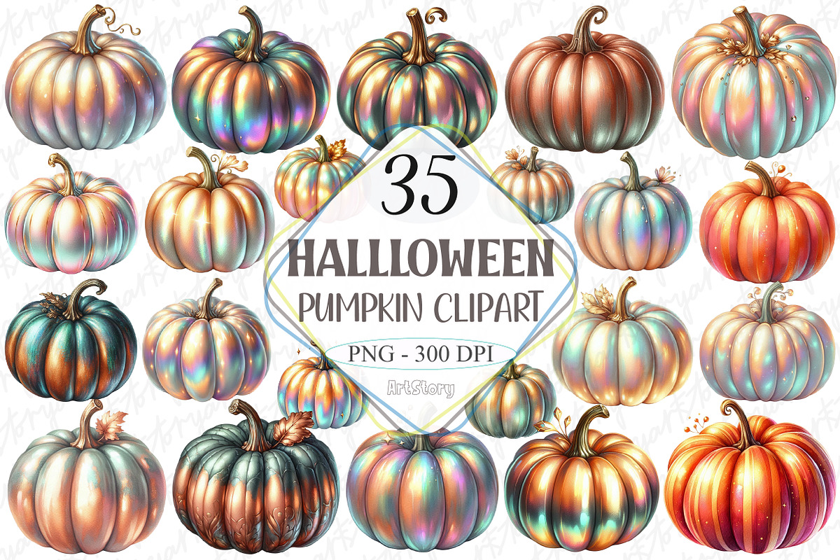 Halloween Pumpkin Iridescent Bundle, a Graphic by designcity5 (Photo 1 of 5)