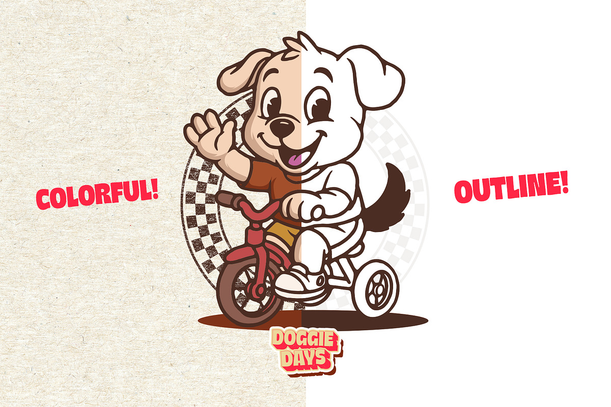 Retro Puppy Mascot Bundle, an Animal Illustration by Tekuni (Photo 4 of 12)