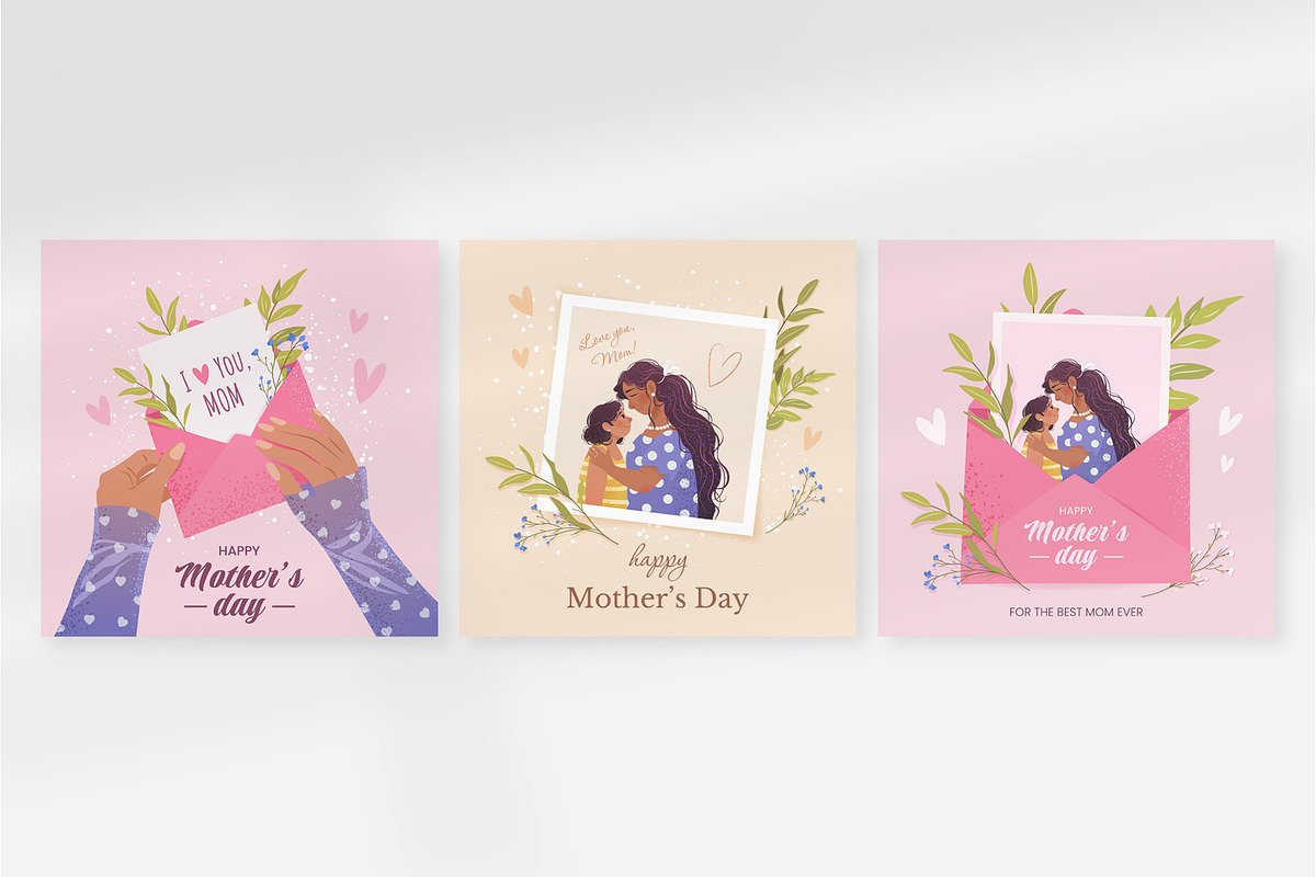 Mother’s Day Greeting Cards, a Seasonal Illustration by IuliiaSavko (Photo 4 of 4)
