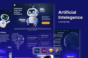 Artificial Intelligence Landing Page, a Landing Page Template by Glyphminds Studios