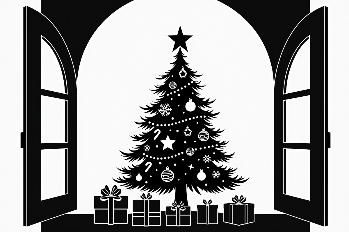 Festive Christmas Tree Silhouette Se, an Illustration by BIPLOB EXPERT (Photo 19 of 20)