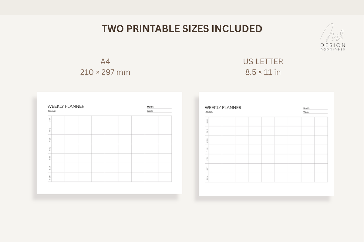 Minimalist Weekly & Goal Planner, a Stationery Template by Atthameeni (Photo 5 of 6)