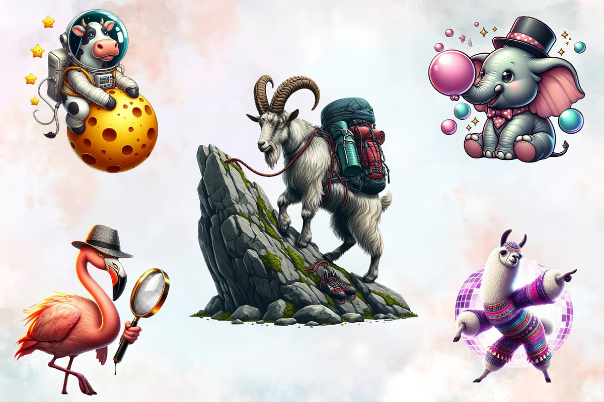 Kawaii Quirky Animal Sublimation Cli, an Illustration by SVGArt (Photo 3 of 8)