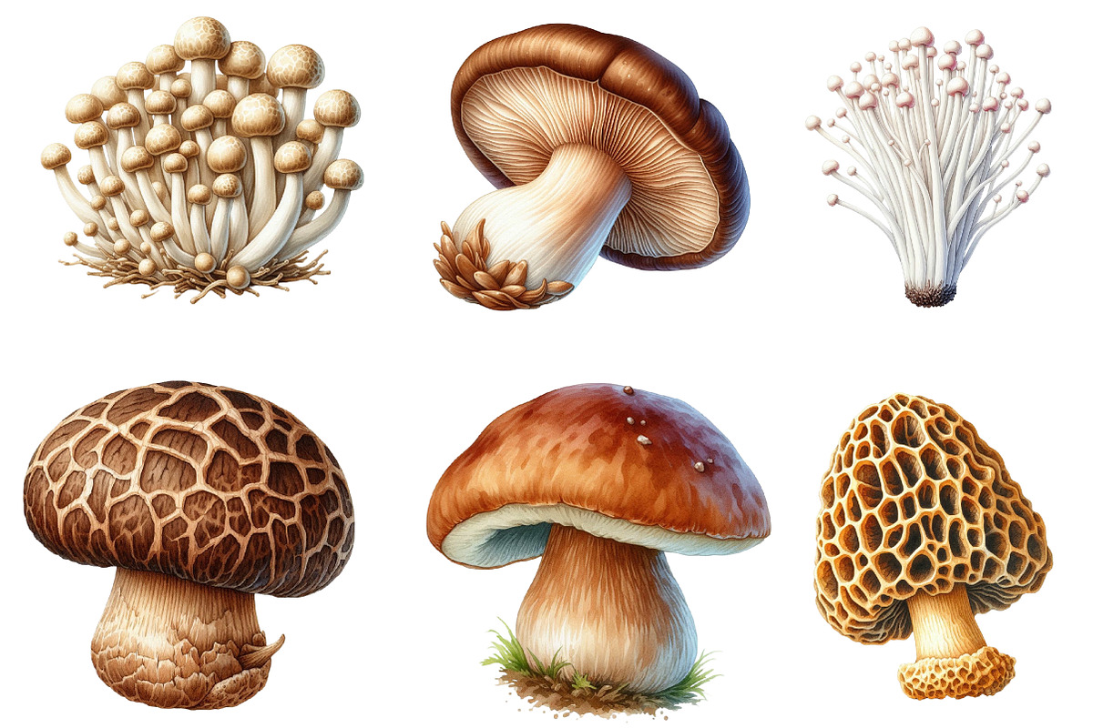 Watercolor Edible Mushroom Clipart, an Illustration by DreamArtGraphic (Photo 2 of 5)