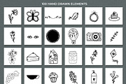 100 hand drawn elements + logo, a Work Illustration by Cozy pattern shop (Thumbnail 4 of 7)