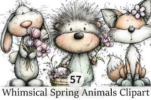 Whimsical Spring Animals Clipart Bun, an Illustration by DreamPrint404